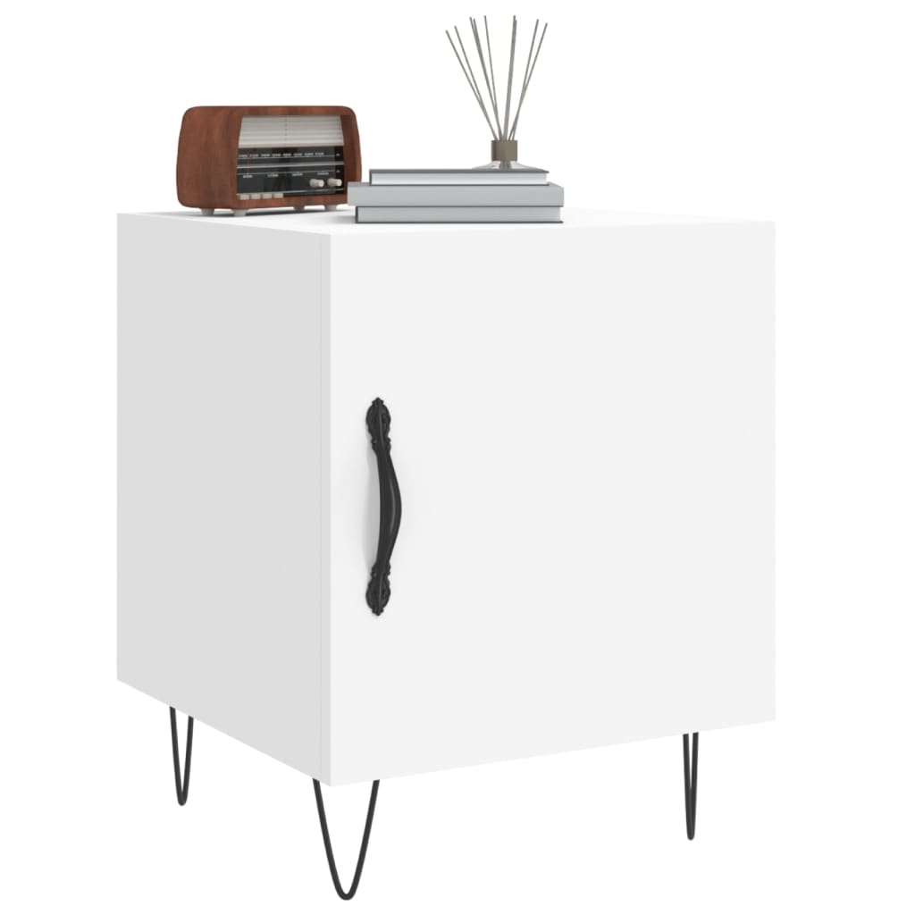 White Engineered Wood Bedside Cabinet 40x40x50 cm
