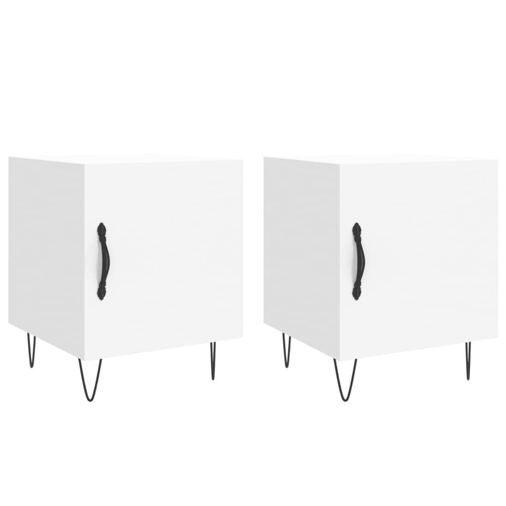 White Engineered Wood Bedside Cabinets Set - 2 Pcs, 40x40x50 cm