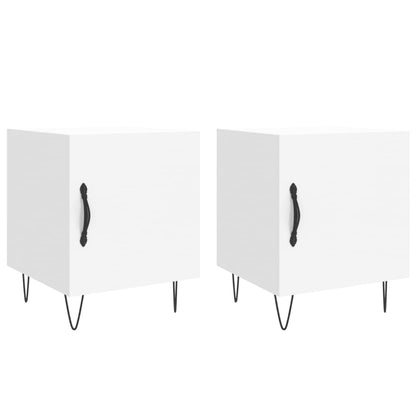 White Engineered Wood Bedside Cabinets Set - 2 Pcs, 40x40x50 cm