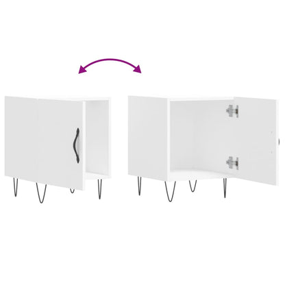 White Engineered Wood Bedside Cabinets Set - 2 Pcs, 40x40x50 cm
