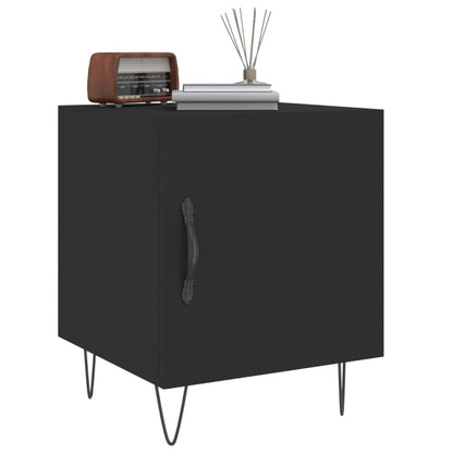 Black Bedside Cabinets Set of 2 - 40x40x50 cm Engineered Wood