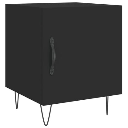 Black Bedside Cabinets Set of 2 - 40x40x50 cm Engineered Wood
