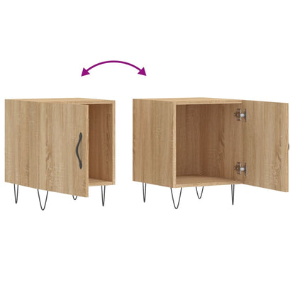Set of 2 Sonoma Oak Bedside Cabinets - 40x40x50 cm Engineered Wood