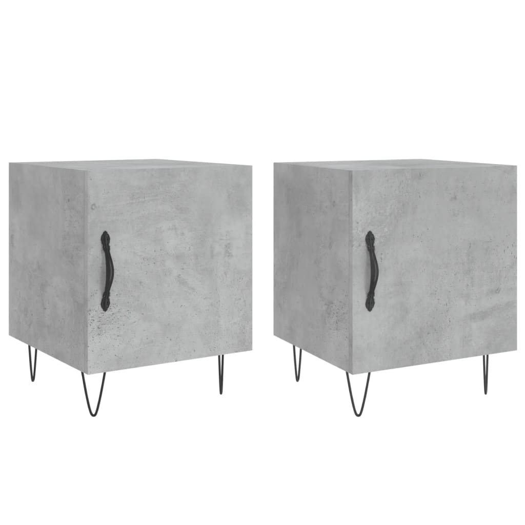Concrete Grey Bedside Cabinets, 2 Pcs, 40x40x50cm, Engineered Wood