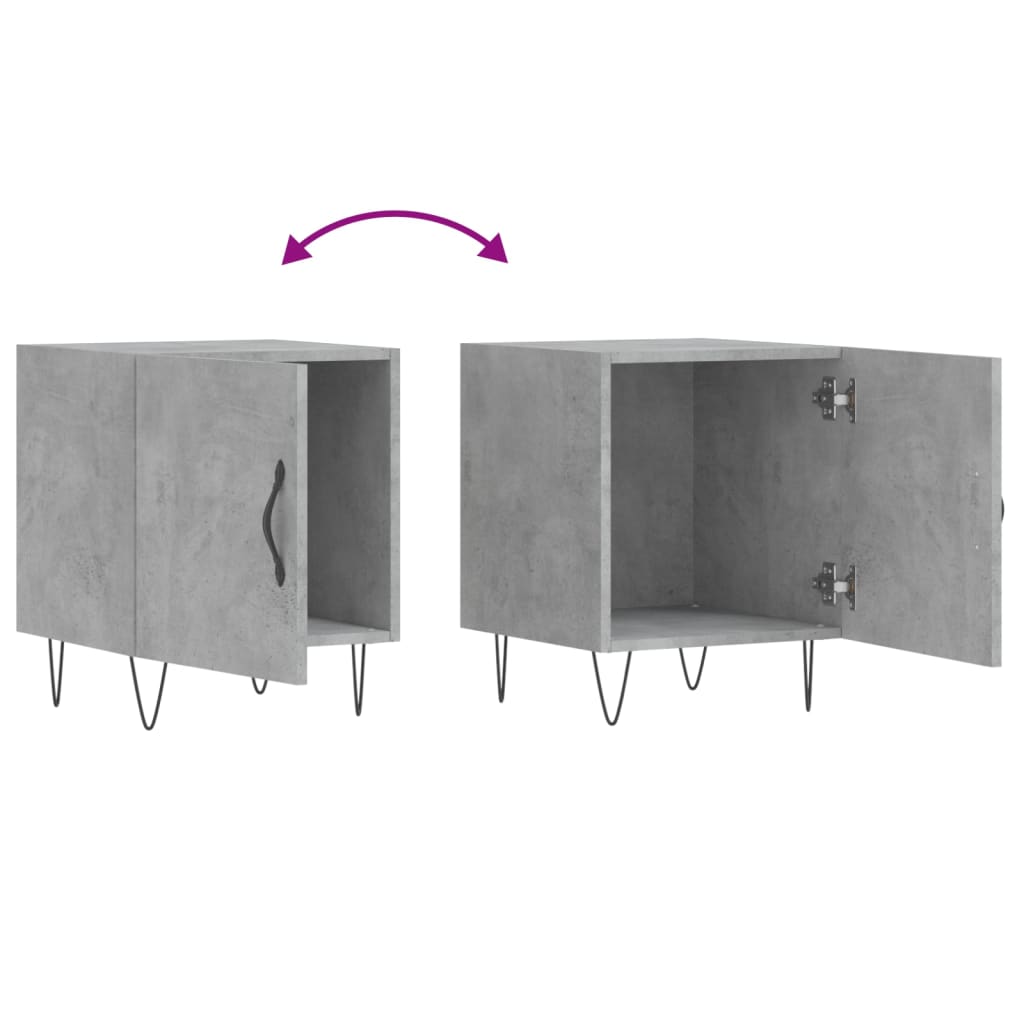 Concrete Grey Bedside Cabinets, 2 Pcs, 40x40x50cm, Engineered Wood