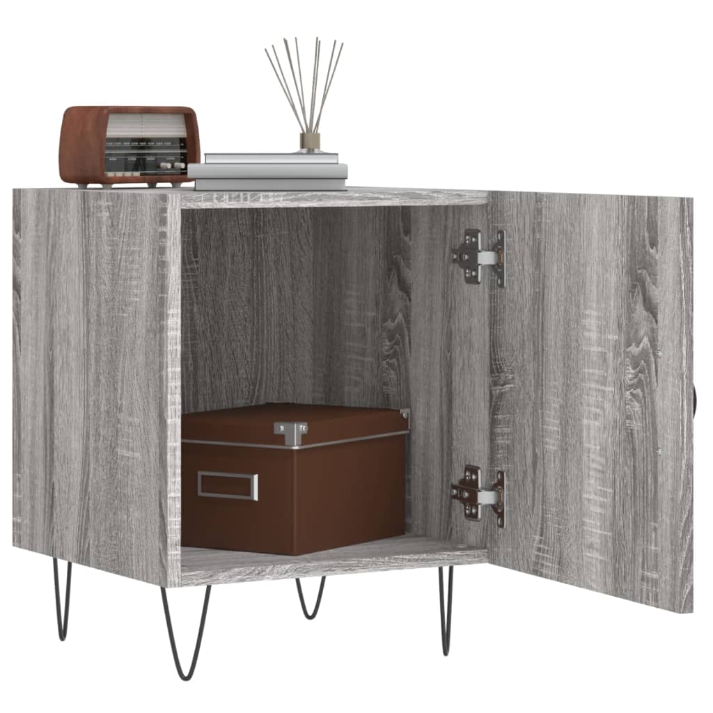 Grey Sonoma Bedside Cabinet, Engineered Wood, 40x40x50 cm