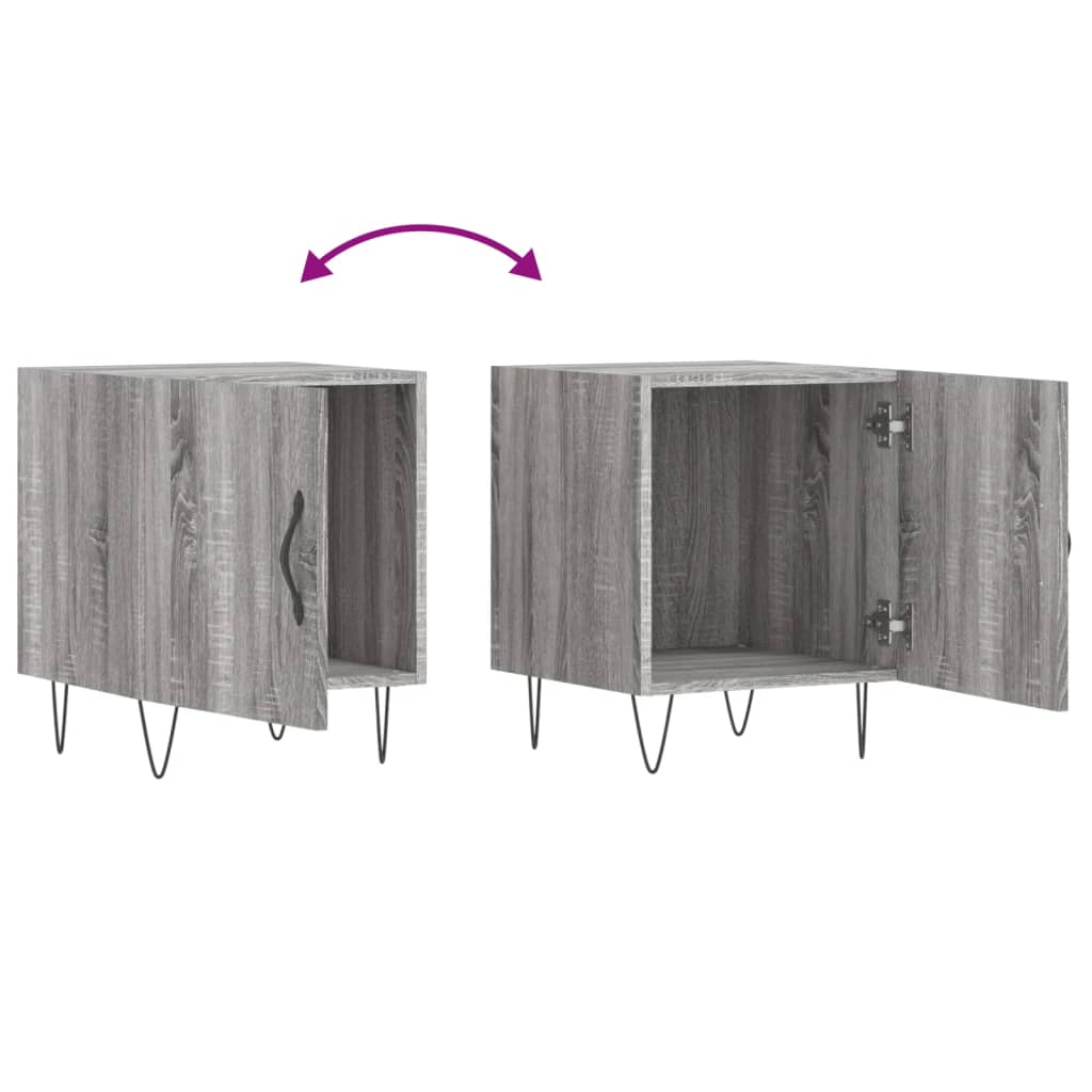 Grey Sonoma Bedside Cabinet, Engineered Wood, 40x40x50 cm