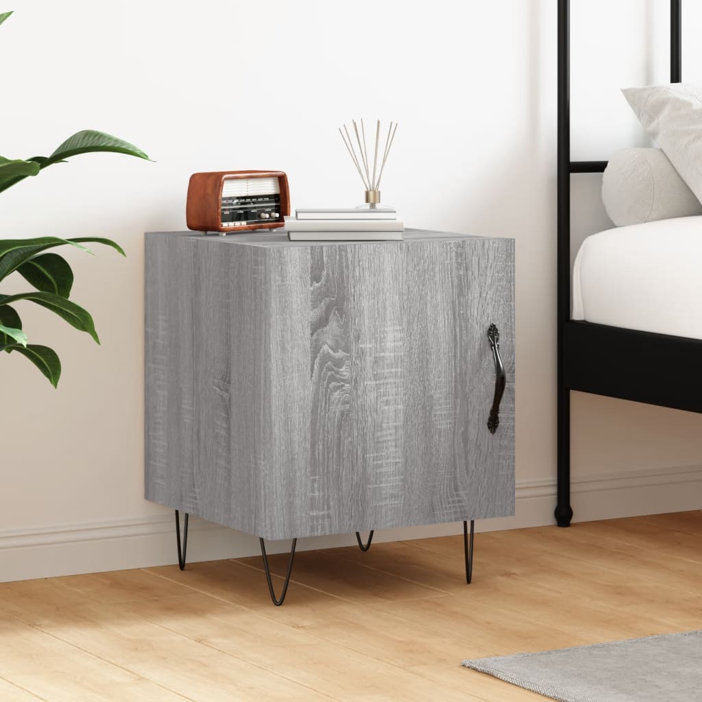 Grey Sonoma Bedside Cabinet, Engineered Wood, 40x40x50 cm