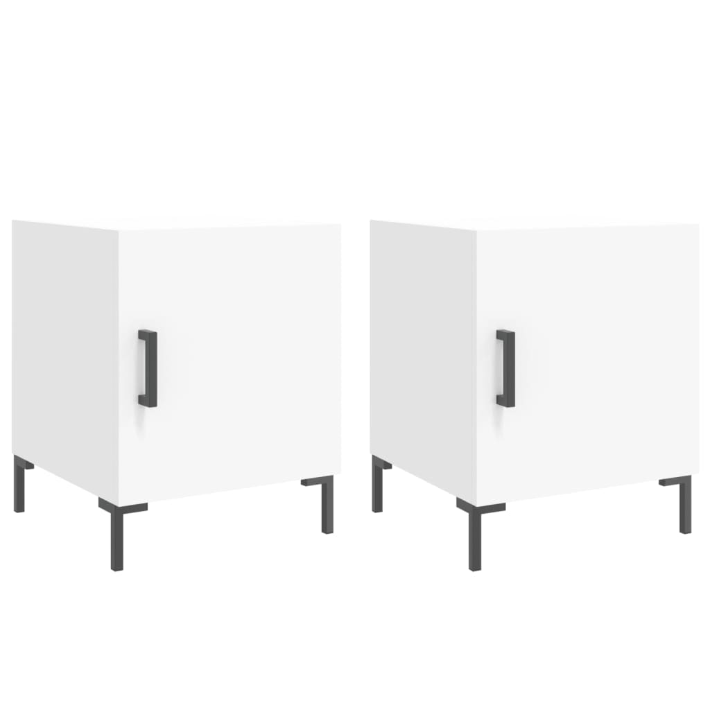 White Engineered Wood Bedside Cabinets 2 Pcs - 40x40x50 cm