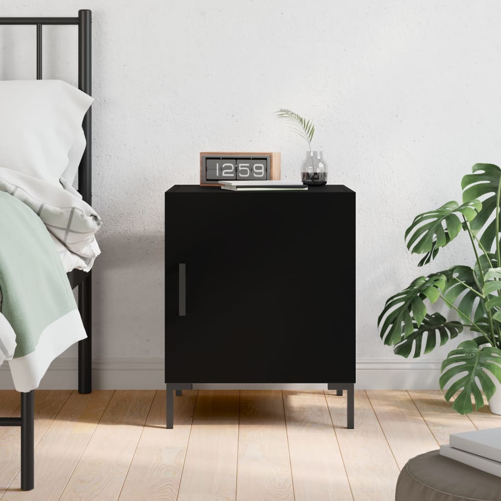 Black Engineered Wood Bedside Cabinet 40x40x50 cm