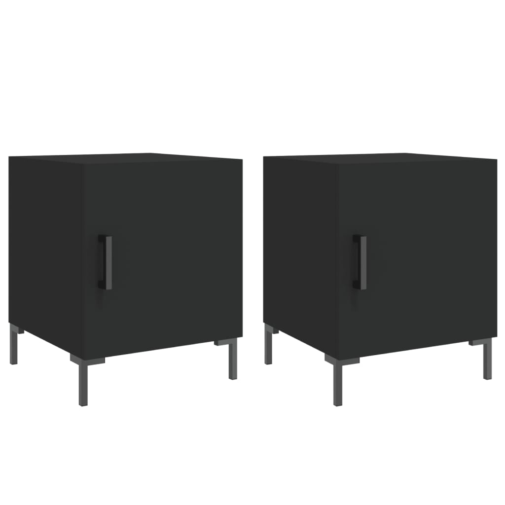 Black Engineered Wood Bedside Cabinets - Set of 2, 40x40x50 cm