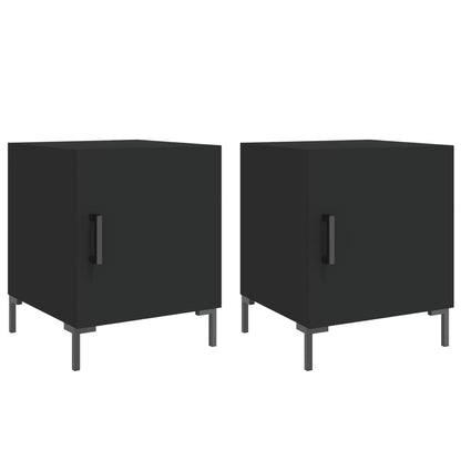 Black Engineered Wood Bedside Cabinets - Set of 2, 40x40x50 cm