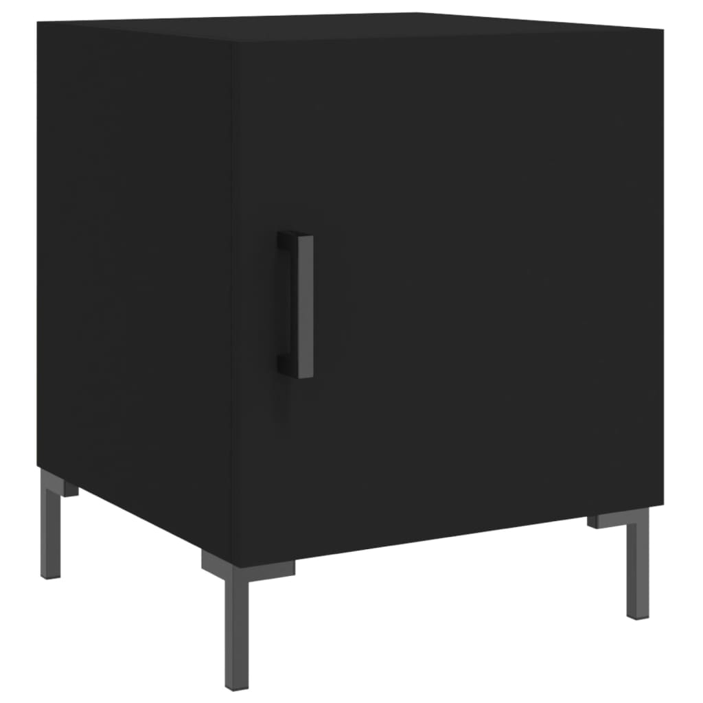 Black Engineered Wood Bedside Cabinets - Set of 2, 40x40x50 cm
