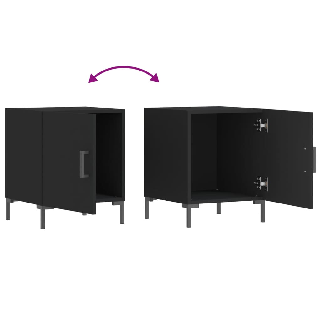 Black Engineered Wood Bedside Cabinets - Set of 2, 40x40x50 cm