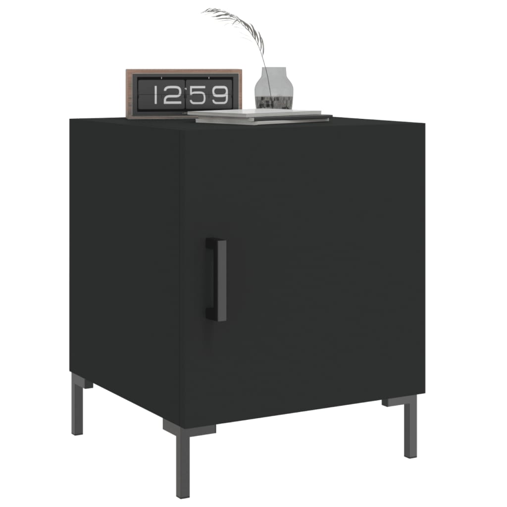 Black Engineered Wood Bedside Cabinets - Set of 2, 40x40x50 cm