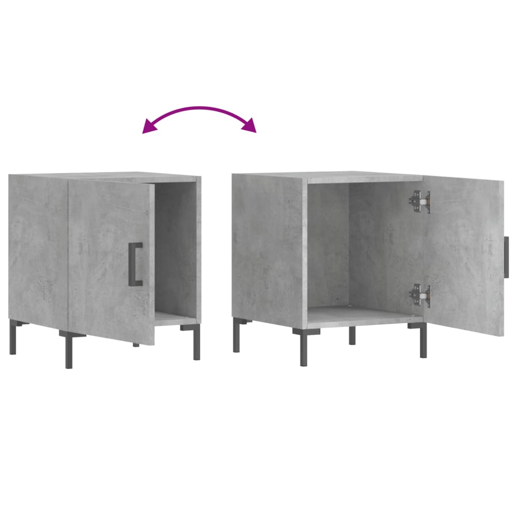 Concrete Grey Bedside Cabinets, 2 Pcs, 40x40x50 cm, Engineered Wood