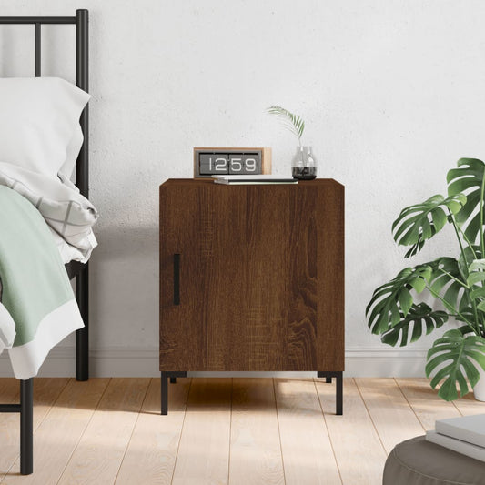 Brown Oak Bedside Cabinet 40x40x50 cm - Engineered Wood