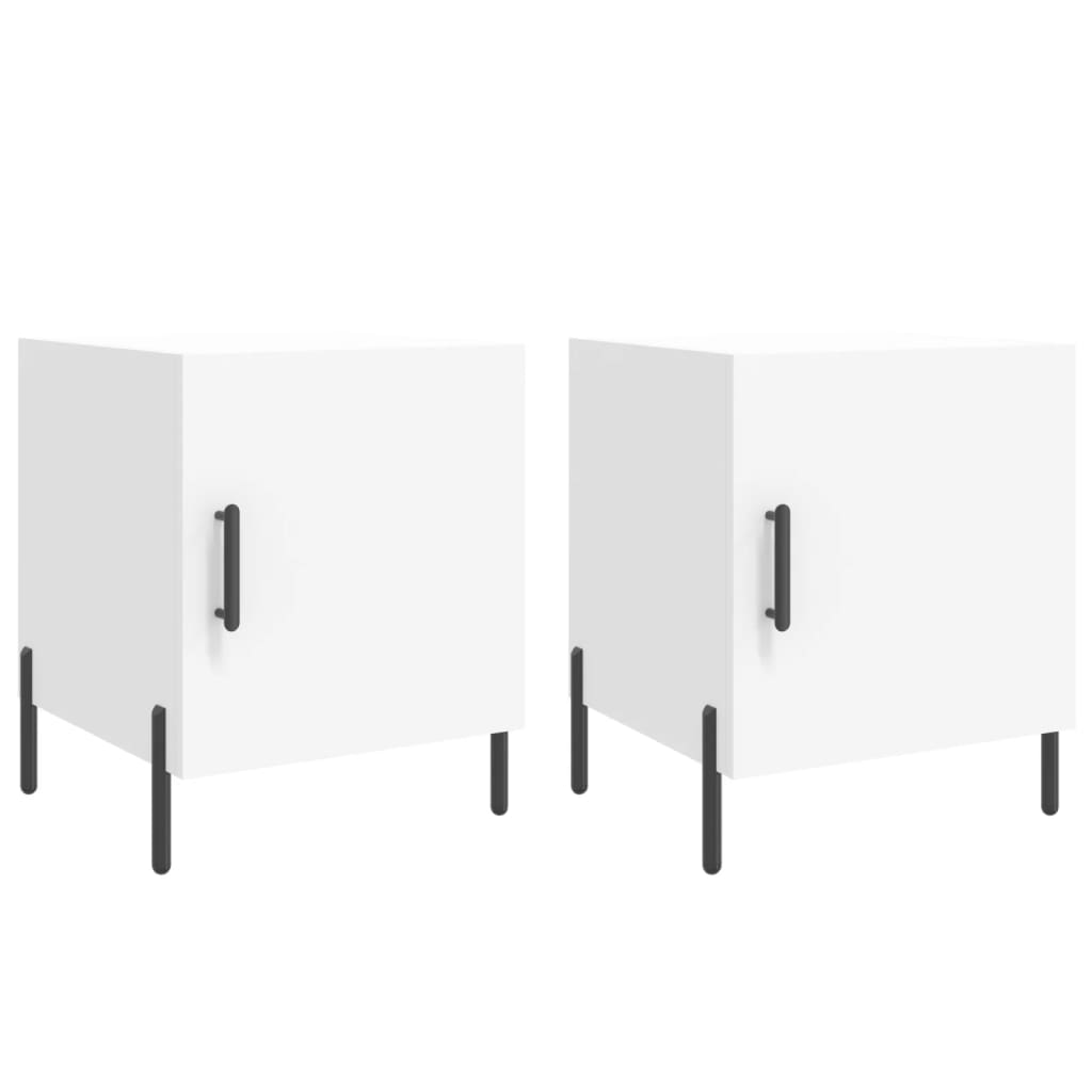 White Engineered Wood Bedside Cabinets Set of 2 - 40x40x50 cm