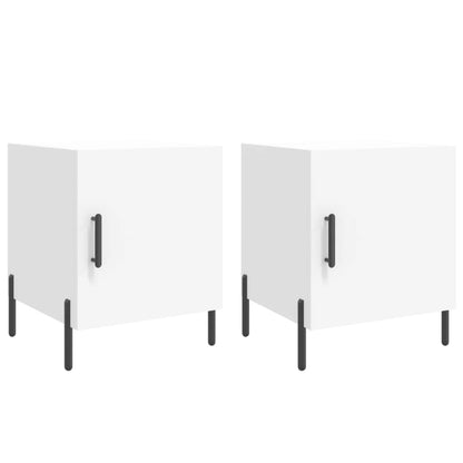 White Engineered Wood Bedside Cabinets Set of 2 - 40x40x50 cm