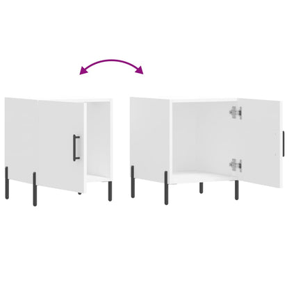 White Engineered Wood Bedside Cabinets Set of 2 - 40x40x50 cm