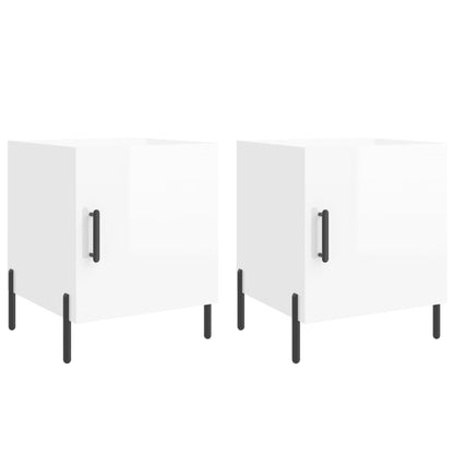 High Gloss White Bedside Cabinets Set - 2pcs, 40x40x50 cm Wood