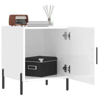 High Gloss White Bedside Cabinets Set - 2pcs, 40x40x50 cm Wood