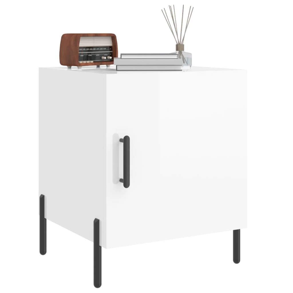 High Gloss White Bedside Cabinets Set - 2pcs, 40x40x50 cm Wood