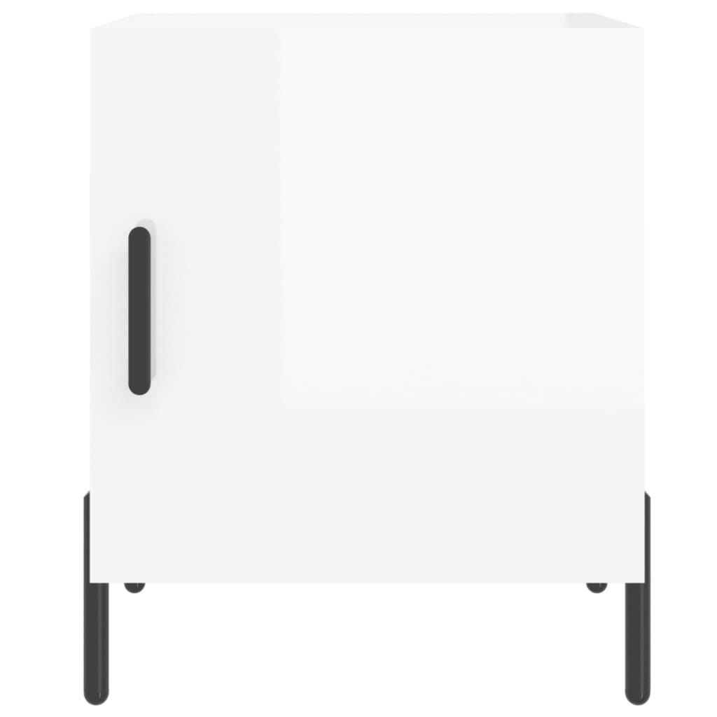 High Gloss White Bedside Cabinets Set - 2pcs, 40x40x50 cm Wood
