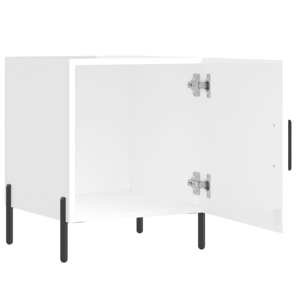 High Gloss White Bedside Cabinets Set - 2pcs, 40x40x50 cm Wood