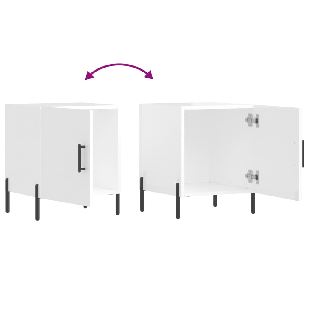 High Gloss White Bedside Cabinets Set - 2pcs, 40x40x50 cm Wood