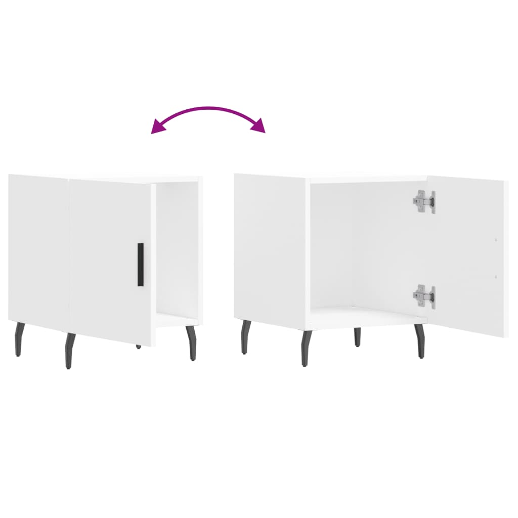 Set of 2 White Bedside Cabinets 40x40x50 cm - Engineered Wood