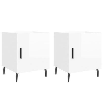 High Gloss White Bedside Cabinets 2 pcs, 40x40x50 cm, Engineered Wood