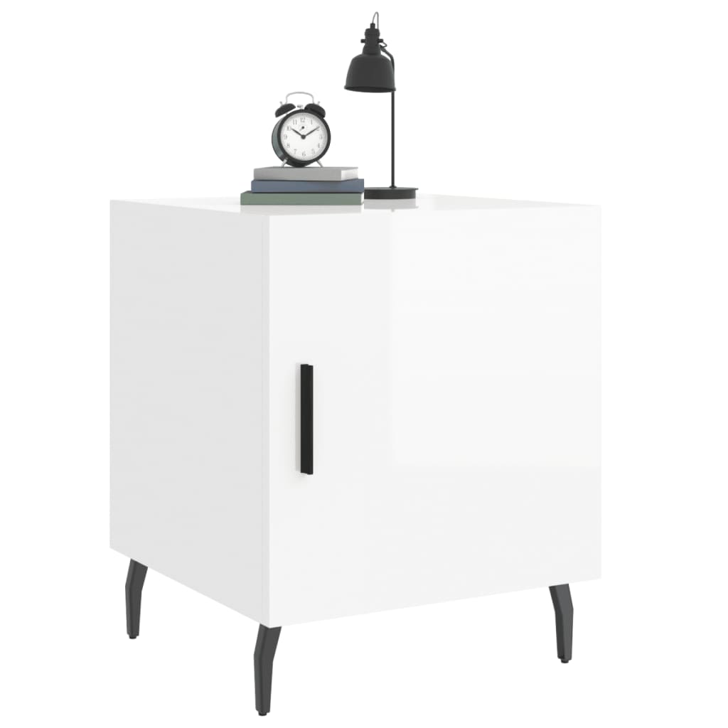 High Gloss White Bedside Cabinets 2 pcs, 40x40x50 cm, Engineered Wood