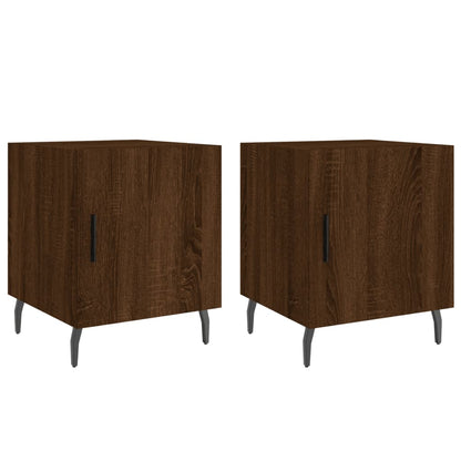 Brown Oak Bedside Cabinets 2pcs - 40x40x50cm Engineered Wood