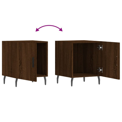 Brown Oak Bedside Cabinets 2pcs - 40x40x50cm Engineered Wood