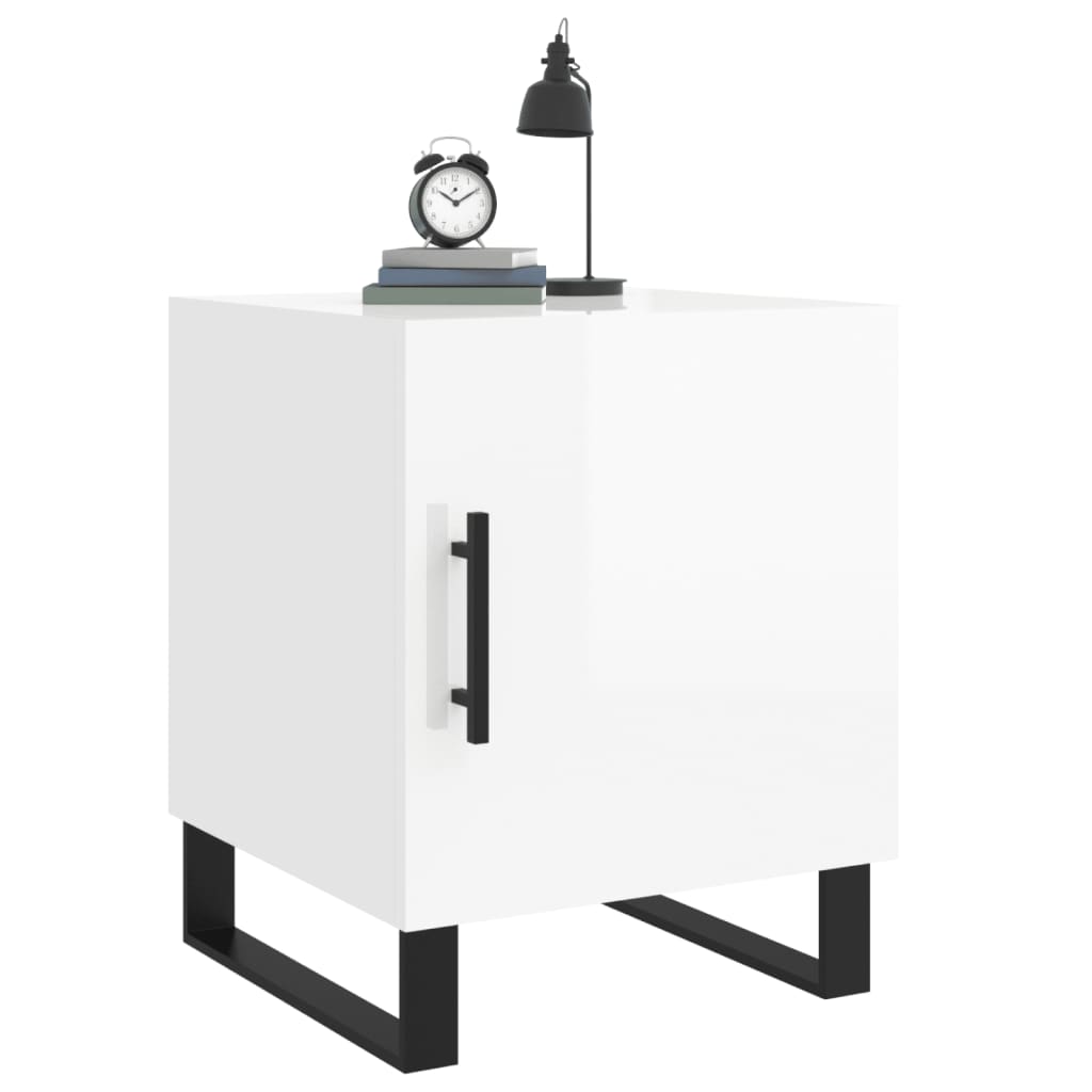 High Gloss White Bedside Cabinet, 40x40x50 cm, Engineered Wood