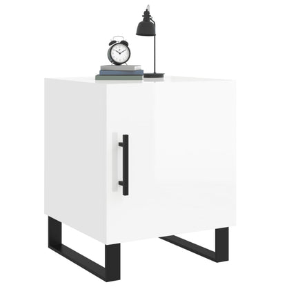 High Gloss White Bedside Cabinet, 40x40x50 cm, Engineered Wood