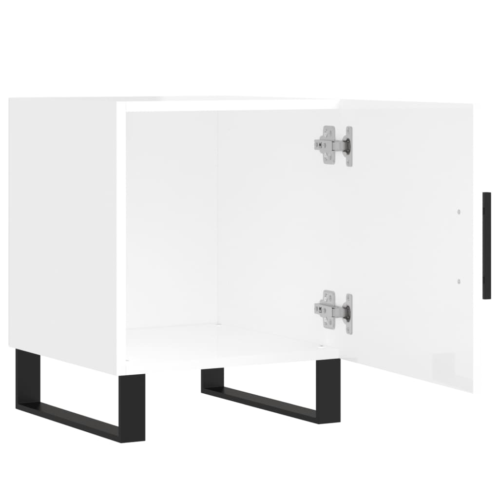 High Gloss White Bedside Cabinet, 40x40x50 cm, Engineered Wood
