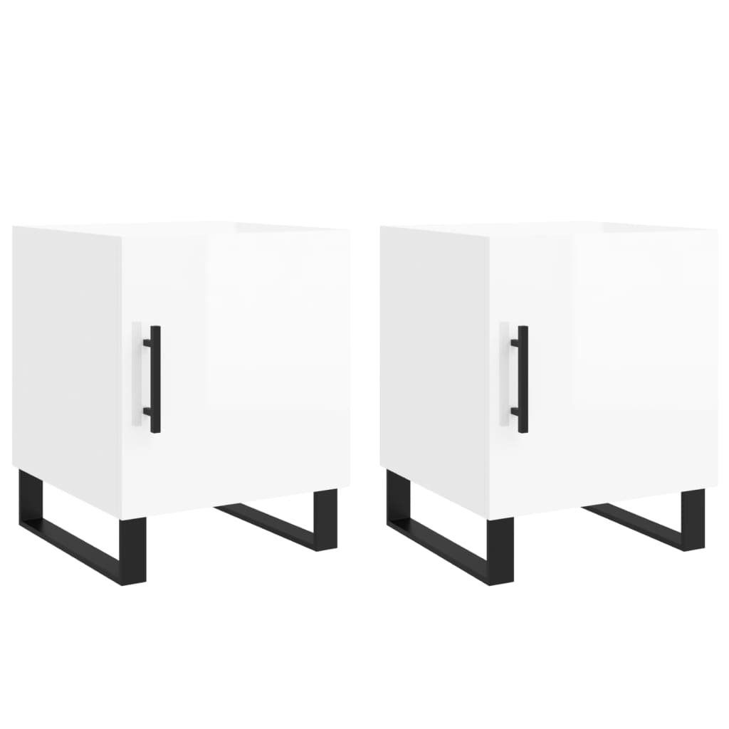 High Gloss White Bedside Cabinets 2-Pcs 40x40x50 cm Engineered Wood