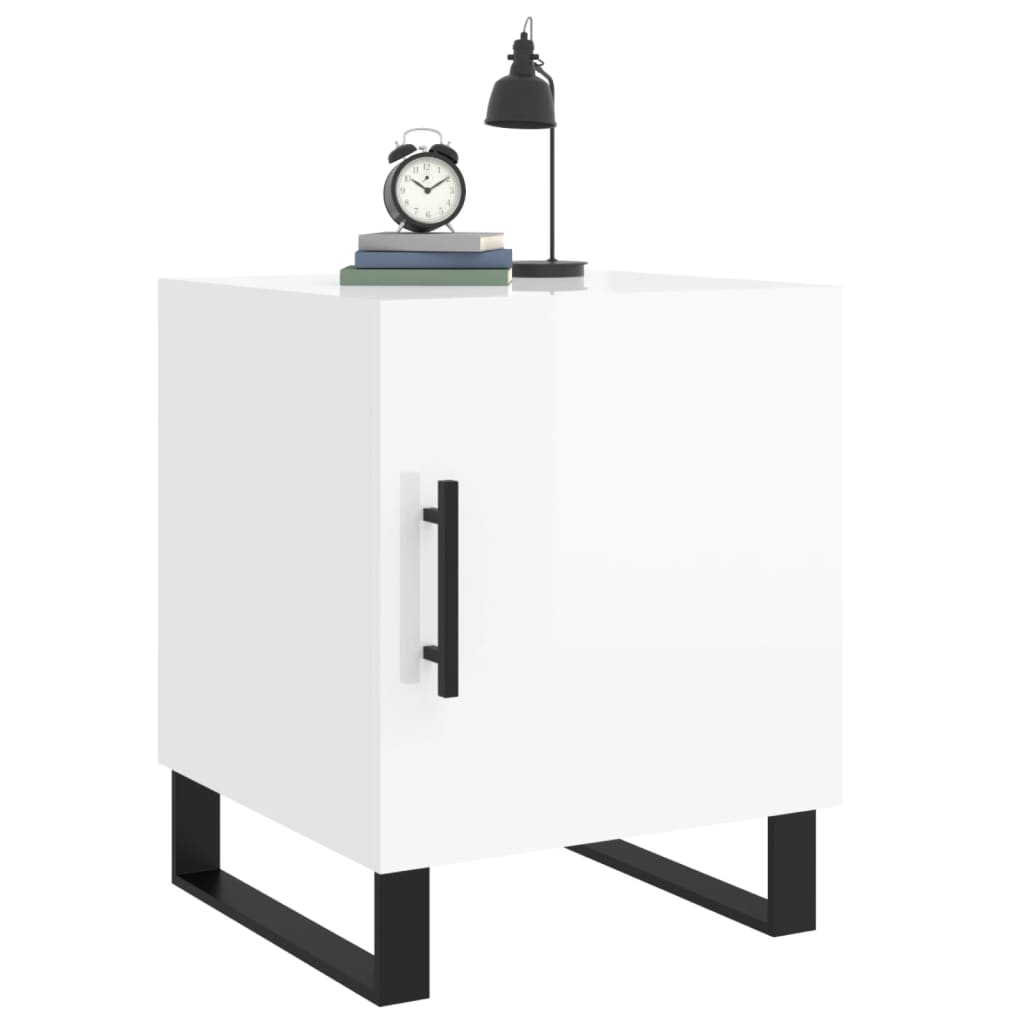 High Gloss White Bedside Cabinets 2-Pcs 40x40x50 cm Engineered Wood
