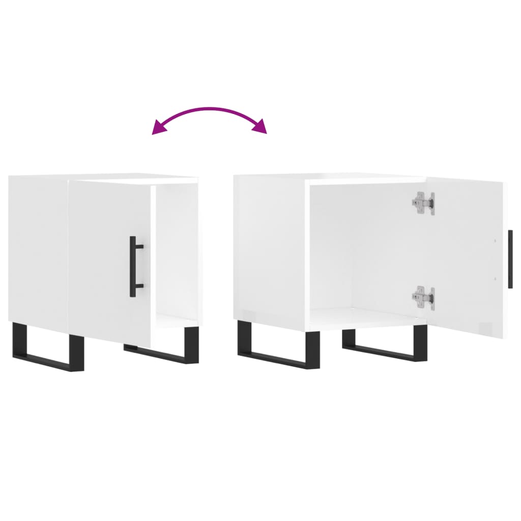 High Gloss White Bedside Cabinets 2-Pcs 40x40x50 cm Engineered Wood