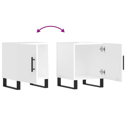 High Gloss White Bedside Cabinets 2-Pcs 40x40x50 cm Engineered Wood