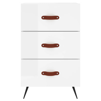 High Gloss White Bedside Cabinet - 40x40x66 cm Engineered Wood