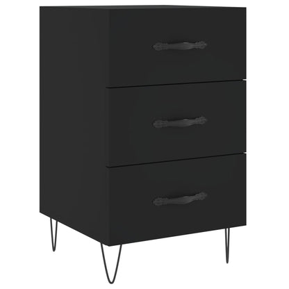 Sleek Black Bedside Cabinet 40x40x66 cm - Engineered Wood