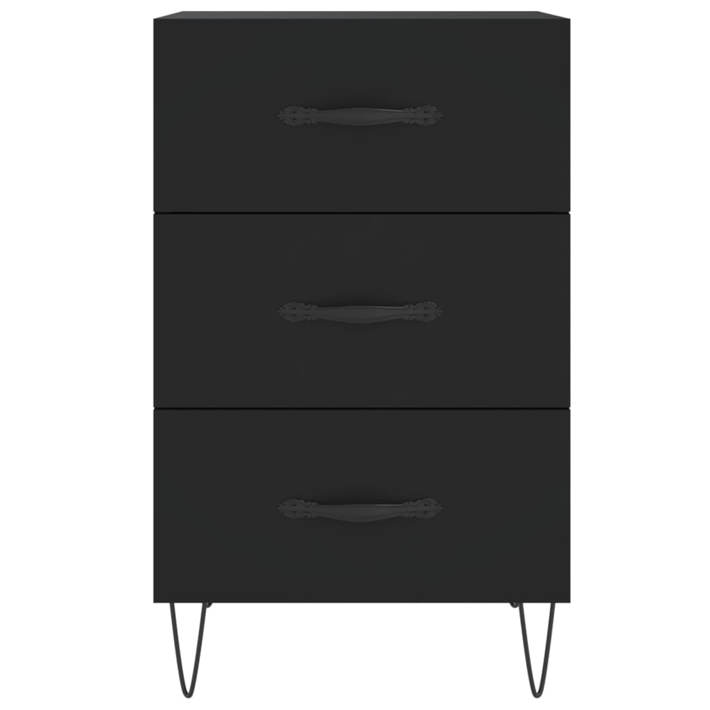 Sleek Black Bedside Cabinet 40x40x66 cm - Engineered Wood