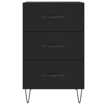 Sleek Black Bedside Cabinet 40x40x66 cm - Engineered Wood