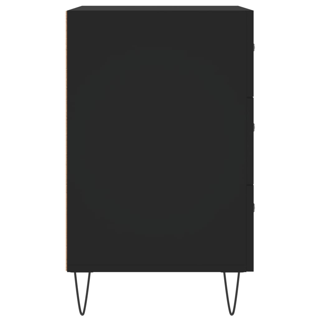 Sleek Black Bedside Cabinet 40x40x66 cm - Engineered Wood
