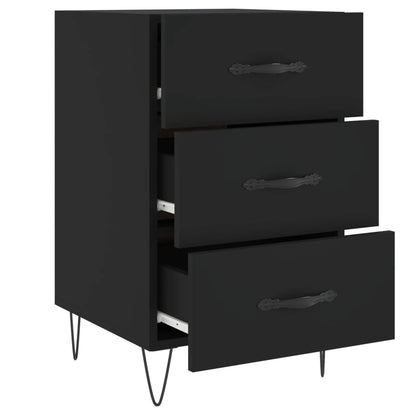 Sleek Black Bedside Cabinet 40x40x66 cm - Engineered Wood