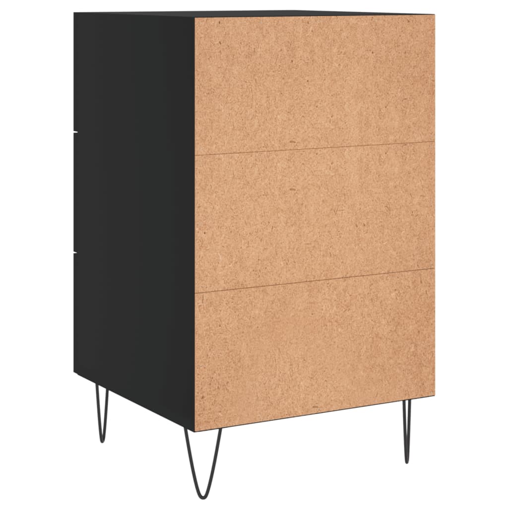 Sleek Black Bedside Cabinet 40x40x66 cm - Engineered Wood