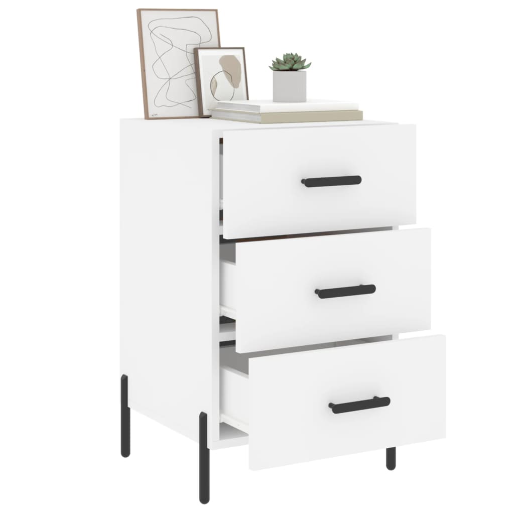 White Engineered Wood Bedside Cabinet - 40x40x66 cm